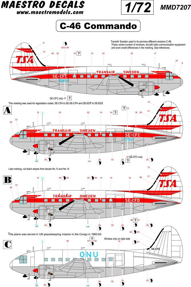 C-46 Commando decal TransAir SEE INFO