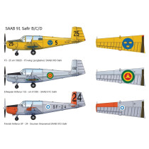 SAAB Safir decals. Sweden, Finland, Ethiopia