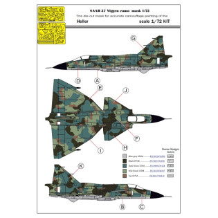 SAAB 37 Viggen 1-sits splinter kamo målningsmask