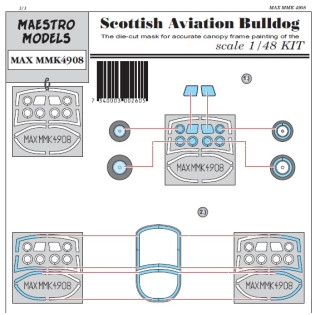Scottish Aviation Bulldog canopy & wheel masking set